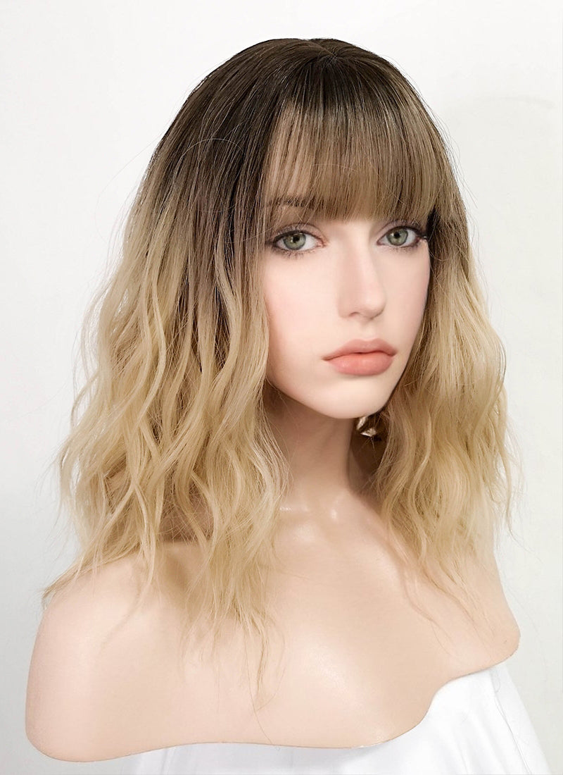 Blonde With Dark Roots Wavy Synthetic Wig NS176 – wigisfashion-au