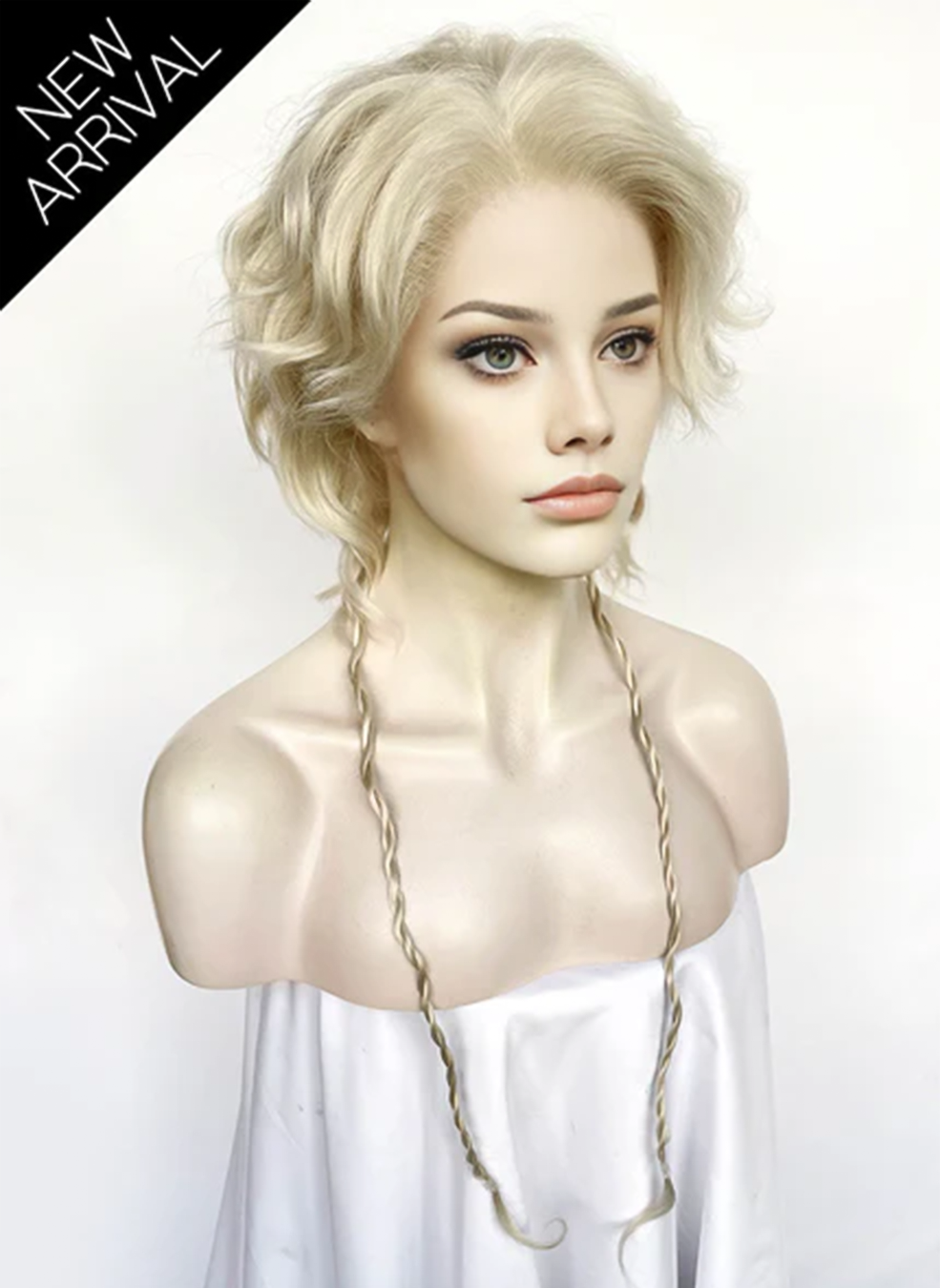 Light Ash Blonde Wavy Lace Front Synthetic Wig LF8025