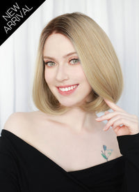 Mixed Blonde With Dark Roots Straight Mono Top Lace Wig MN002