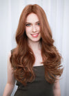 Auburn Wavy Mono Top Lace Wig MN004