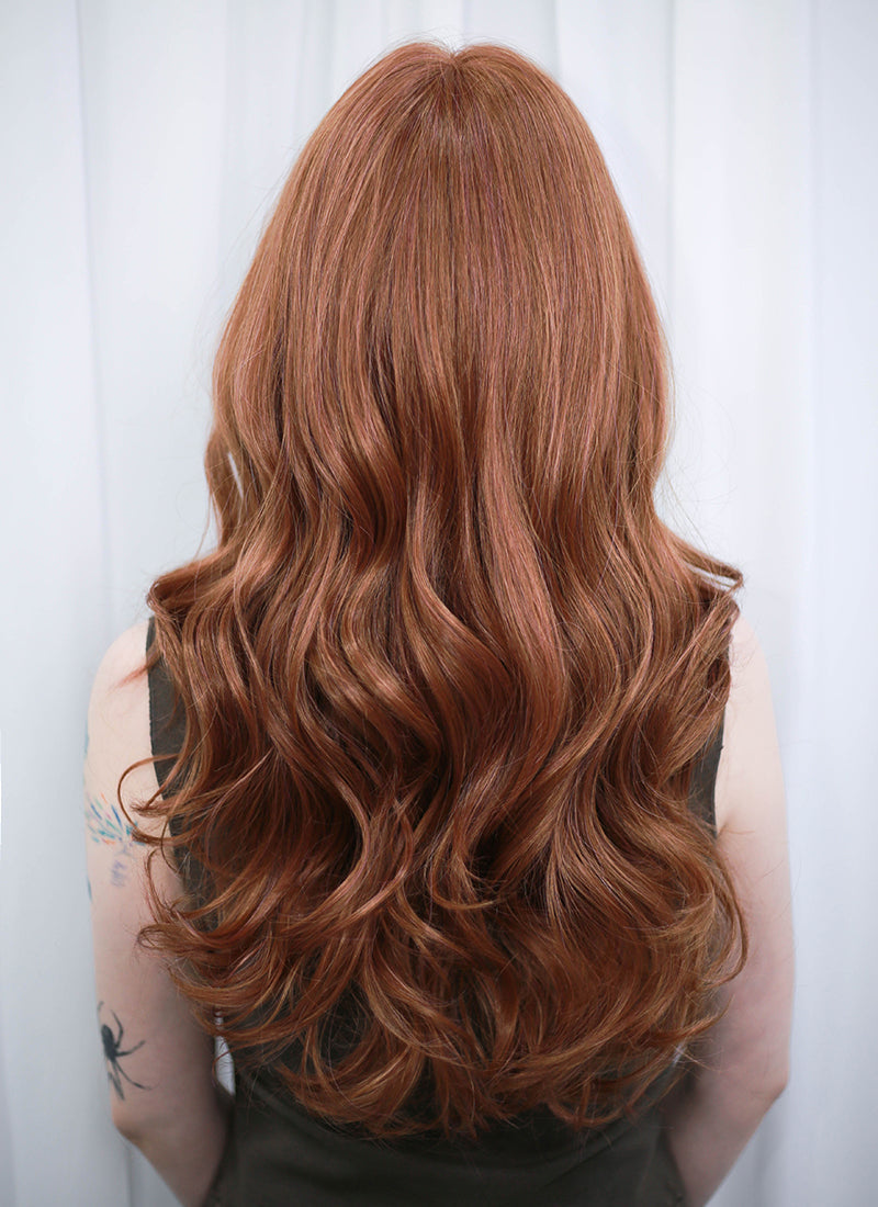 Auburn Wavy Mono Top Lace Wig MN004