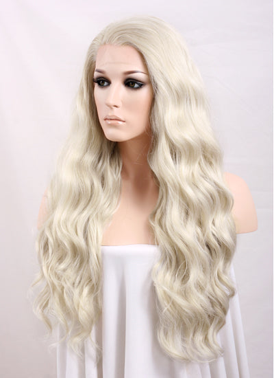 Wavy Light Ash Blonde Lace Front Synthetic Wig LF101 - Wig Is Fashion Australia