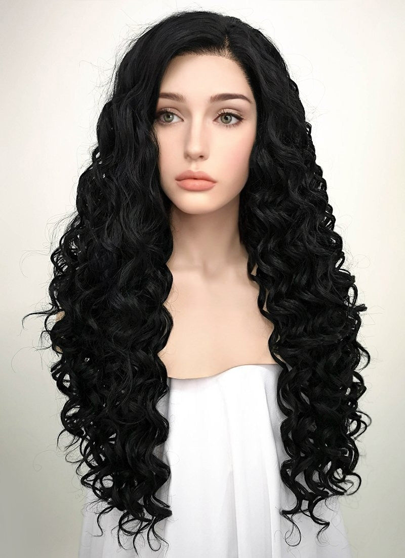 Spiral Curly Black Lace Front Synthetic Wig LF166