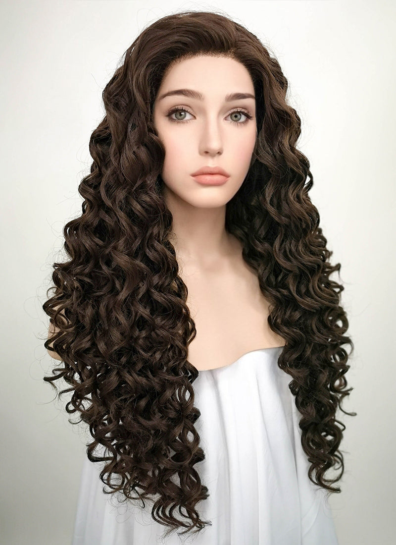 Brunette Spiral Curly Lace Front Synthetic Wig LF169