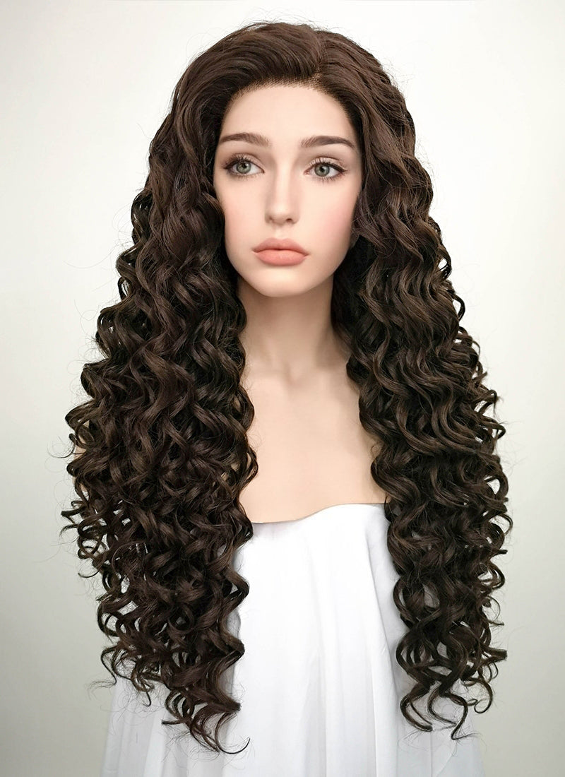 Brunette Spiral Curly Lace Front Synthetic Wig LF169