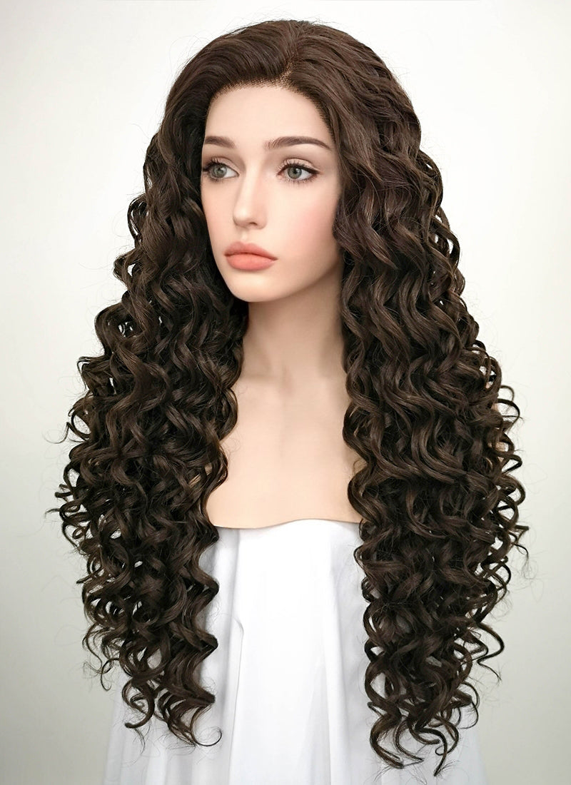 Brunette Spiral Curly Lace Front Synthetic Wig LF169 - Wig Is Fashion Australia