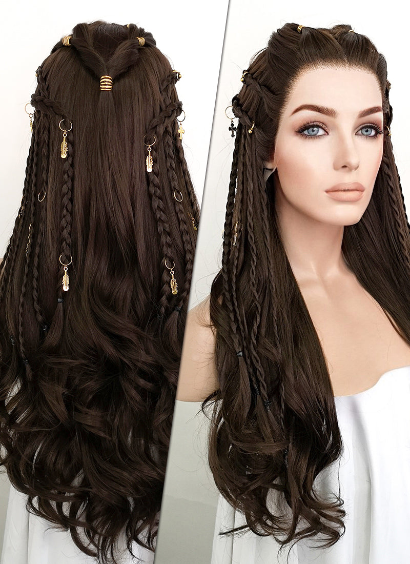 Brunette Braided Lace Front Synthetic Wig LF2114