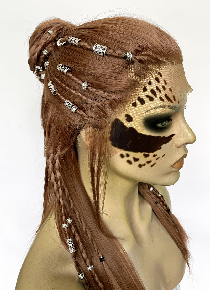 Baldur's Gate 3 Laezel Chestnut Brown Braided Lace Front Synthetic Wig LF2167