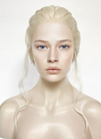 House of the Dragon Queen Rhaenyra Targaryen Platinum Blonde Braided Lace Front Synthetic Wig LF2168