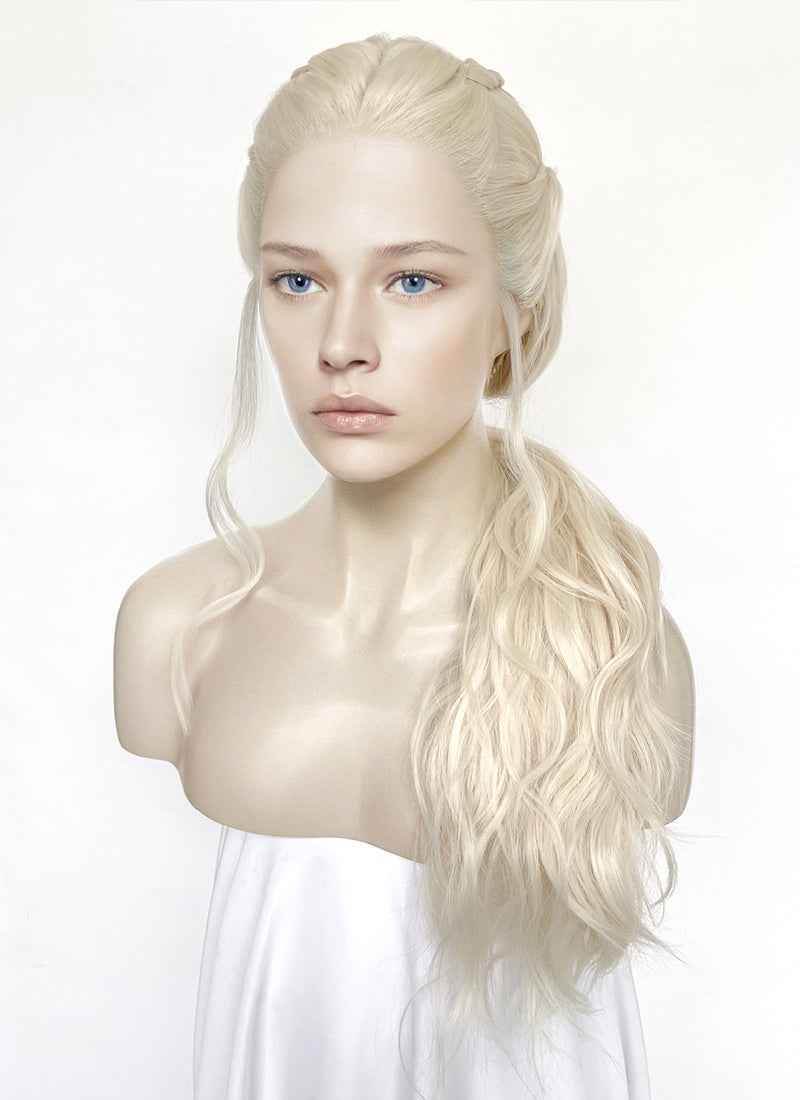 House of the Dragon Queen Rhaenyra Targaryen Platinum Blonde Braided Lace Front Synthetic Wig LF2168