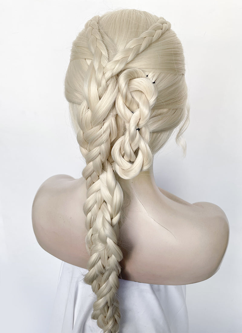 House of the Dragon Queen Rhaenyra Targaryen Platinum Blonde Braided Lace Front Synthetic Wig LF2170