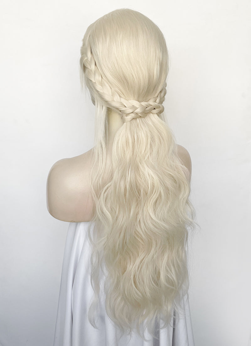 House of the Dragon Helaena Targaryen Platinum Blonde Braided Lace Front Synthetic Wig LF2171