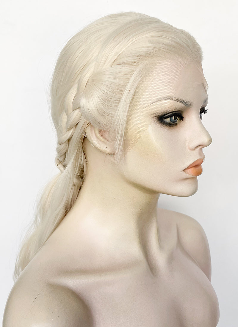 House of the Dragon Helaena Targaryen Platinum Blonde Braided Lace Front Synthetic Wig LF2171