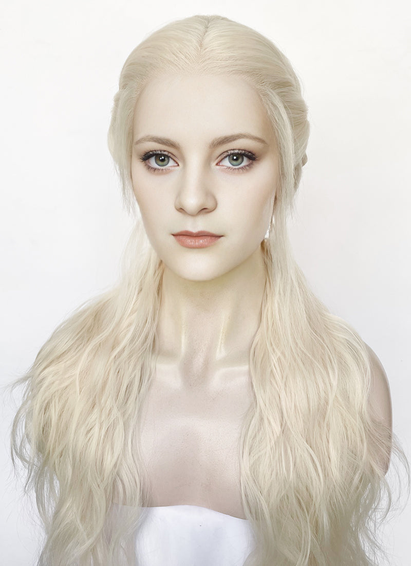 House of the Dragon Helaena Targaryen Platinum Blonde Braided Lace Front Synthetic Wig LF2171