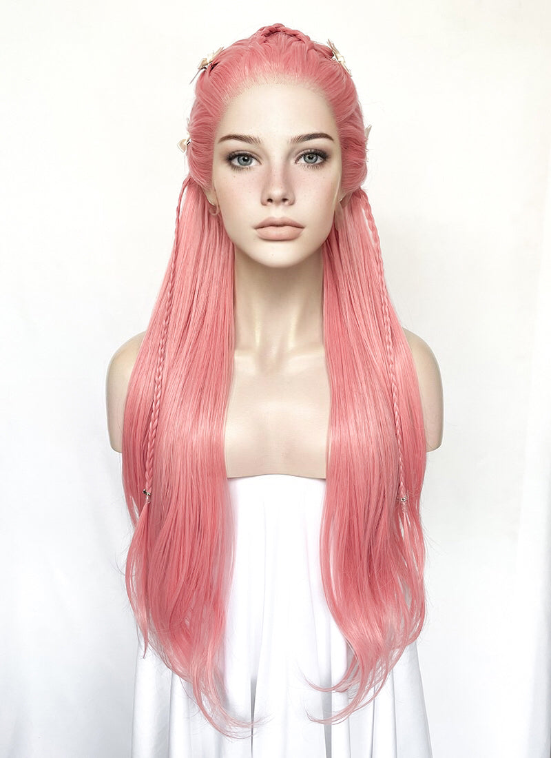 Pastel Pink Braided Lace Front Synthetic Wig LF2501