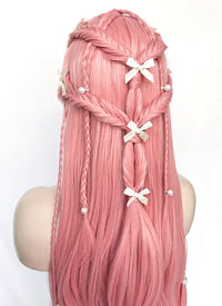 Pastel Pink Braided Lace Front Synthetic Wig LF2501