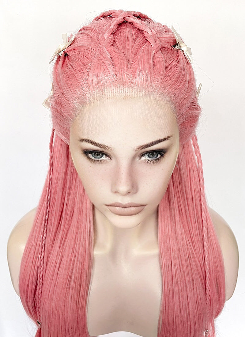 Pastel Pink Braided Lace Front Synthetic Wig LF2501