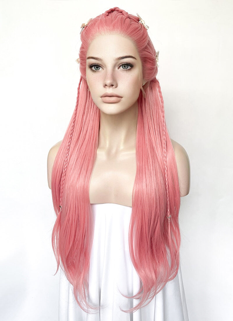 Pastel Pink Braided Lace Front Synthetic Wig LF2501