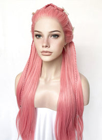 Pastel Pink Braided Lace Front Synthetic Wig LF2501