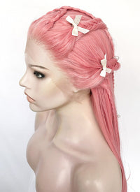 Pastel Pink Braided Lace Front Synthetic Wig LF2501