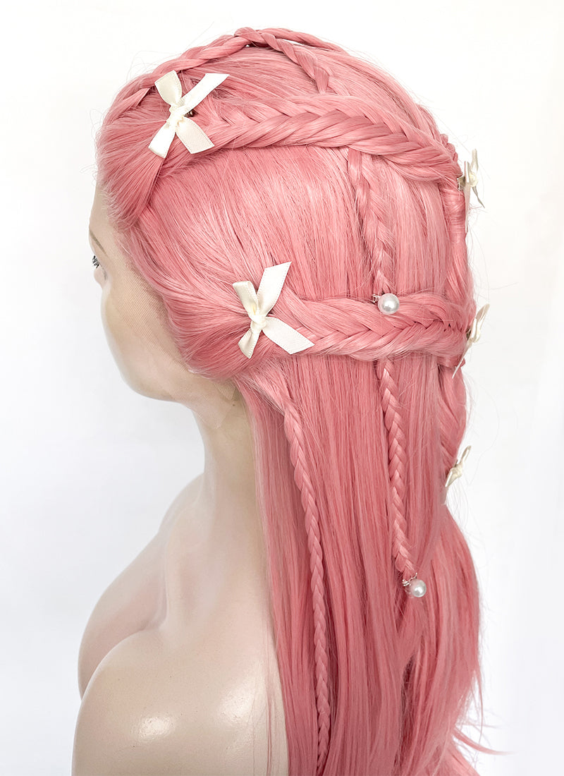 Pastel Pink Braided Lace Front Synthetic Wig LF2501