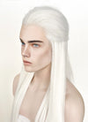 White Straight Lace Front Synthetic Men's Wig LF3270B