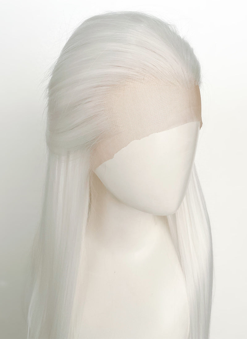 White Straight Lace Front Synthetic Men's Wig LF3270B