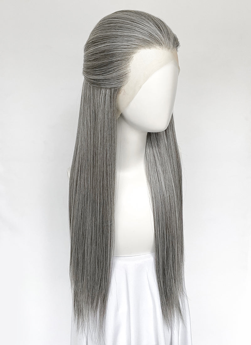 Mixed Grey Straight Lace Front Synthetic Men's Wig LF3270E