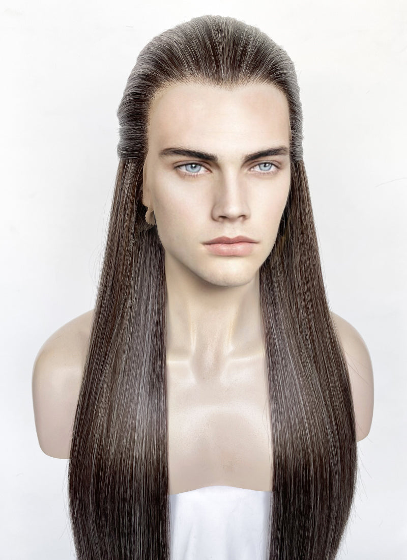 Mixed Brown Straight Lace Front Synthetic Men's Wig LF3270H (Customisable)