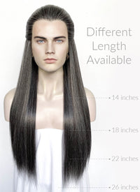 Mixed Dark Grey Straight Lace Front Synthetic Men's Wig LF3270J (Customisable)