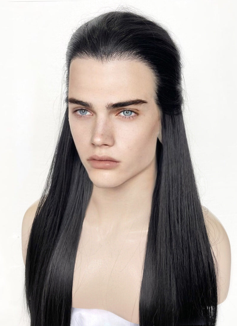 Black Straight Lace Front Synthetic Men's Wig LF3270