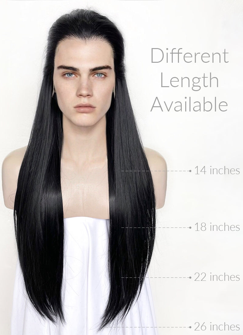 Black Straight Lace Front Synthetic Men's Wig LF3270