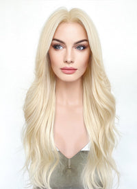 Barbie Light Blonde Curtain Bangs Wavy Lace Front Synthetic Wig LF3299A