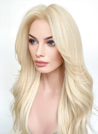 Barbie Light Blonde Curtain Bangs Wavy Lace Front Synthetic Wig LF3299A