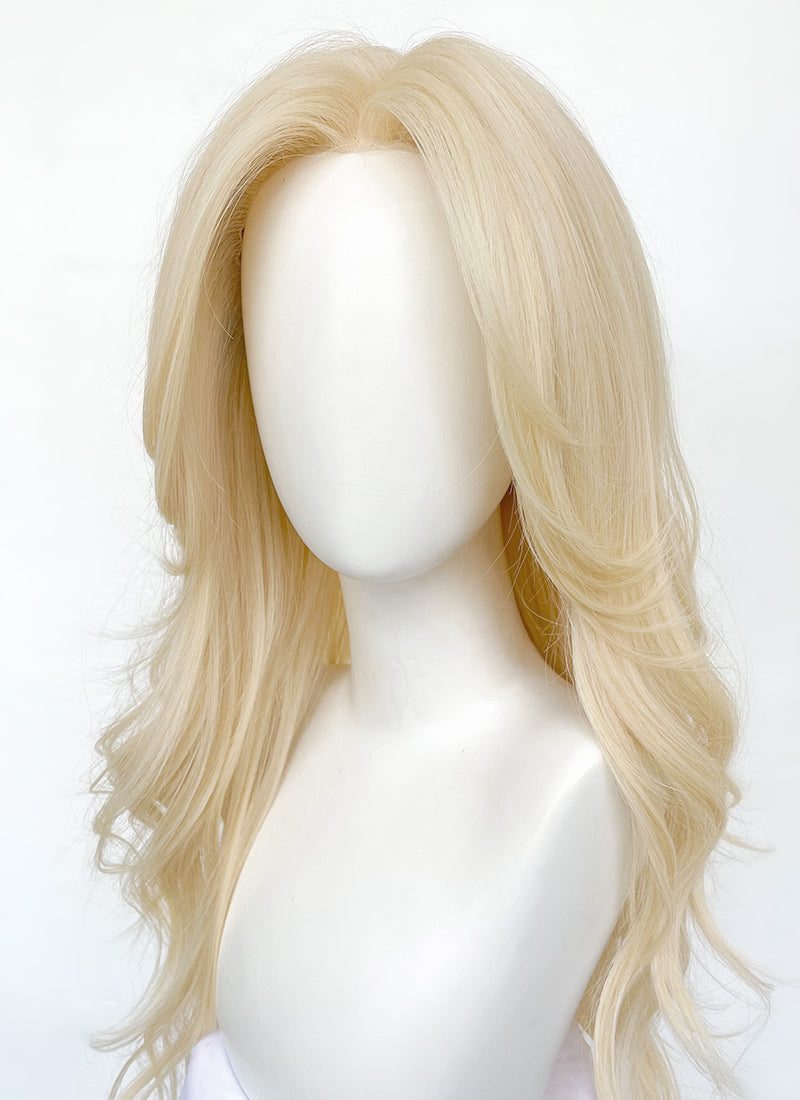 Barbie Light Blonde Curtain Bangs Wavy Lace Front Synthetic Wig LF3299A