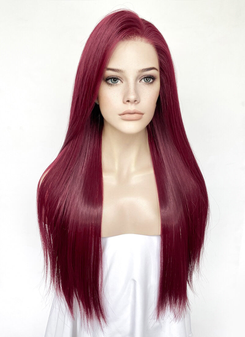 Burgundy Red Straight Lace Front Kanekalon Synthetic Hair Wig LF3335