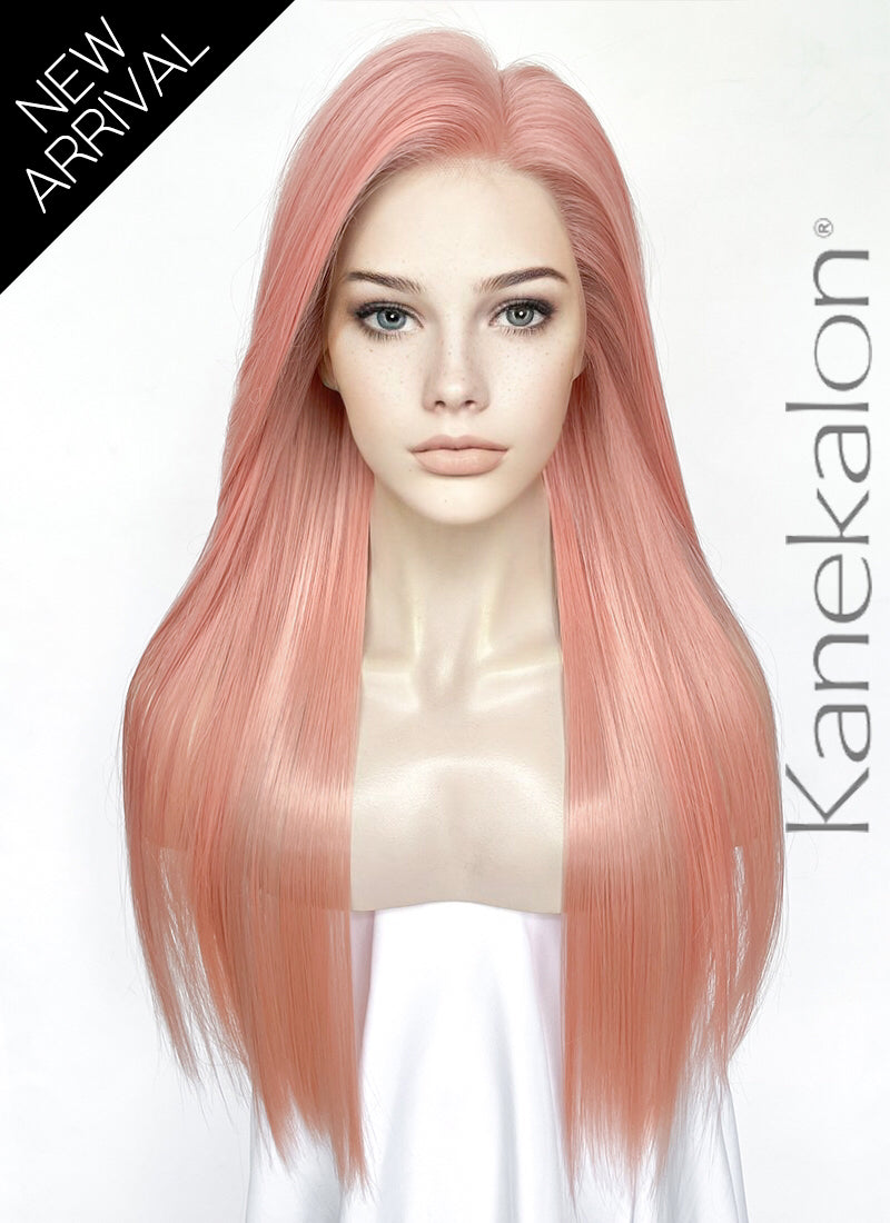 Pink Straight Lace Front Kanekalon Synthetic Hair Wig LF3342