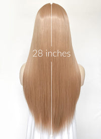 Pastel Peach Pink Straight Lace Front Kanekalon Synthetic Hair Wig LF3349