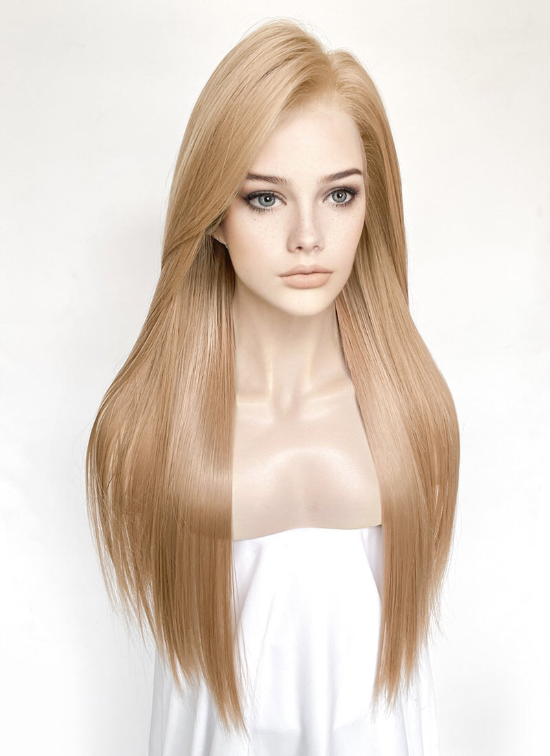 Pastel Peach Pink Straight Lace Front Kanekalon Synthetic Hair Wig LF3350