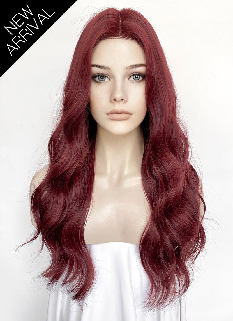 Burgundy Red Wavy Lace Front Synthetic Hair Wig LF3353