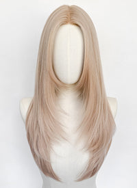 Pinkish Blonde Straight Layered Hush Cut Lace Front Synthetic Hair Wig LF3354