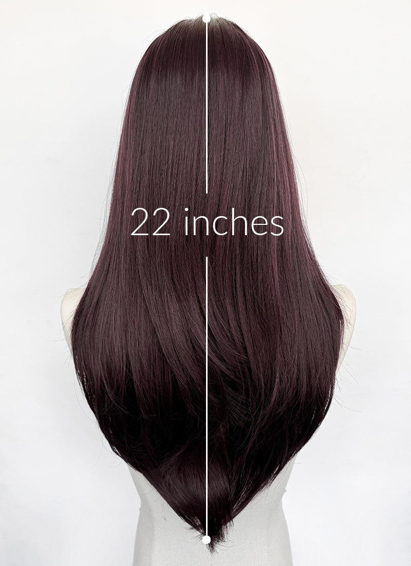 Black Violet Straight Layered Hush Cut Lace Front Synthetic Hair Wig LF3356