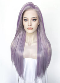 Pastel Mixed Purple Straight Lace Front Kanekalon Synthetic Wig LF3357