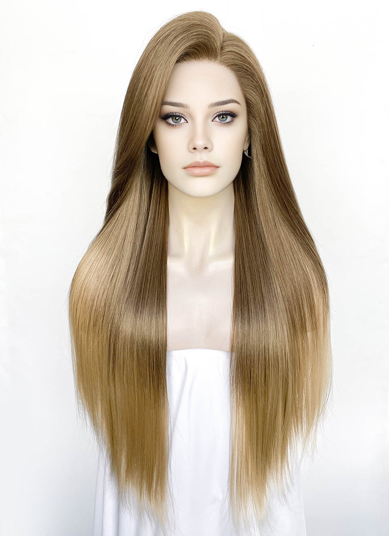 Brown Blonde Ombre Straight Lace Front Synthetic Wig LF3362