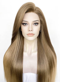 Brown Blonde Ombre Straight Lace Front Synthetic Wig LF3362