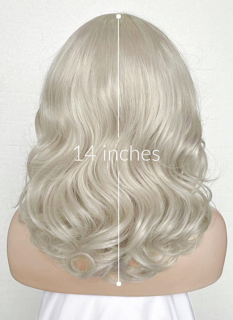 Pastel Blondish Grey Wavy Lace Front Synthetic Wig LF369