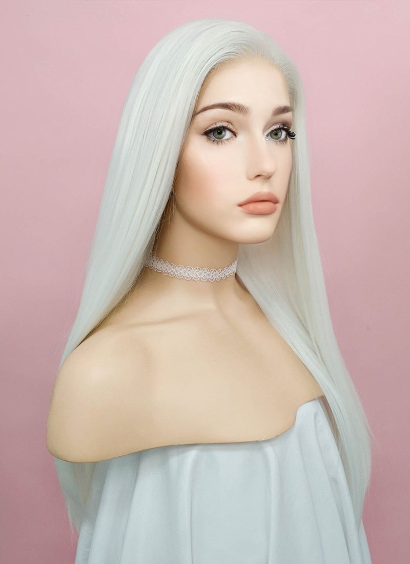 Straight White Lace Front Synthetic Wig LF387