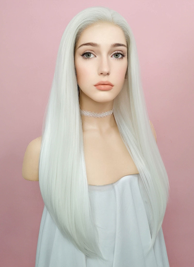 Straight White Lace Front Synthetic Wig LF387