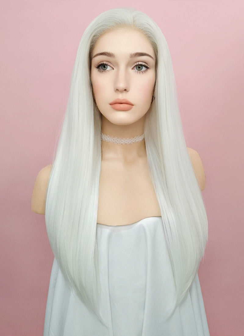 Straight White Lace Front Synthetic Wig LF387