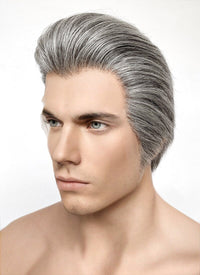 Mixed Grey Straight Lace Front Synthetic Men's Wig LF6010A